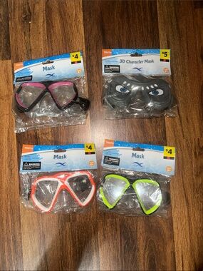Youth Swim Mask Pack — Pink, Orange, Lime & Gray Kids Goggles